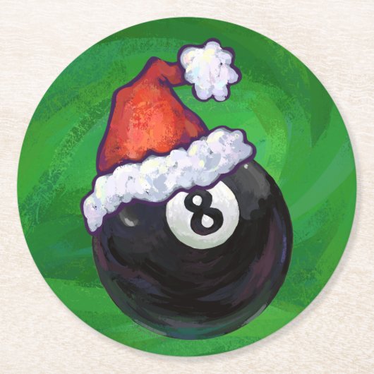 8 Ball Christmas Runder Pappuntersetzer (Vorderseite)