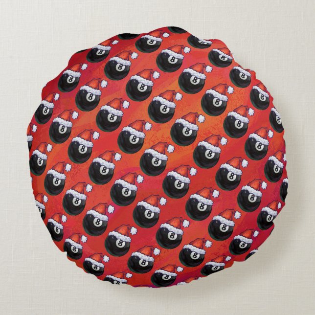 8 Ball Christmas Rundes Kissen (Rückseite)