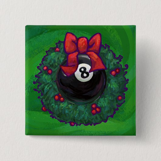 8 Ball Christmas Wreath Green Button (Vorderseite)