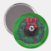 8 Ball Christmas Wreath Green Magnet (Vorderseite/Rückseite)
