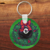 8 Ball Christmas Wreath Green Schlüsselanhänger (Vorderseite)