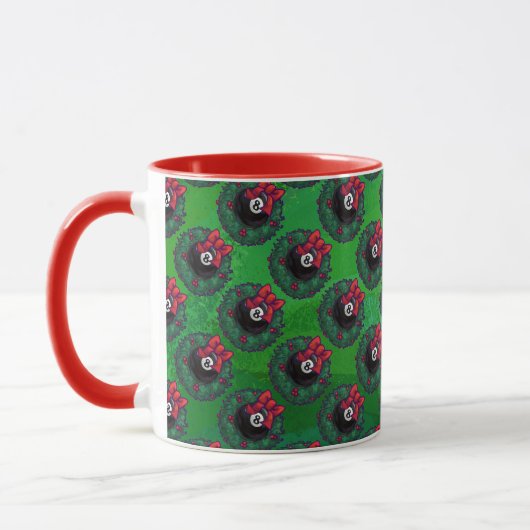 8 Ball Christmas Wreath Green Tasse (Links)