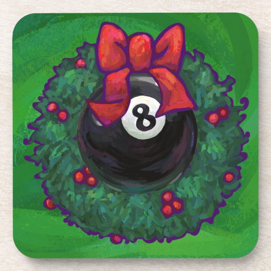 8 Ball Christmas Wreath Green Untersetzer (Vorderseite)