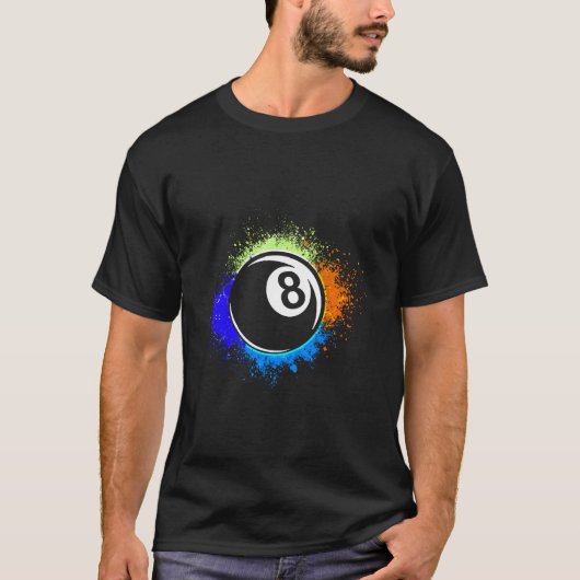 8-Ball Eight-Ball Pool Billard Snooker T-Shirt (Vorderseite)