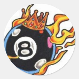 8 Ball mit Flammen Runder Aufkleber