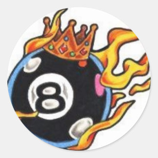 8 Ball mit Flammen Runder Aufkleber