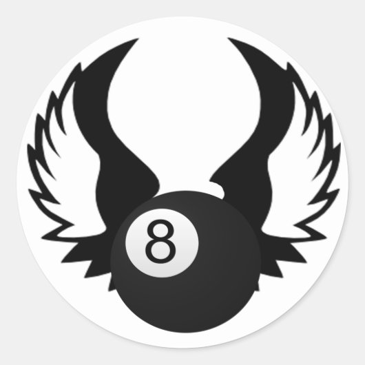 8 Ball mit Flügeln Runder Aufkleber (Vorderseite)
