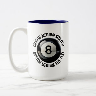 8 Ball & Mittelgroßer Text NAVY BLAU 425g Custom Zweifarbige Tasse