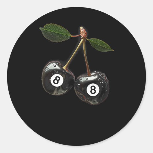 8 Ball Pool Billard Player Cherries Runder Aufkleber (Vorderseite)