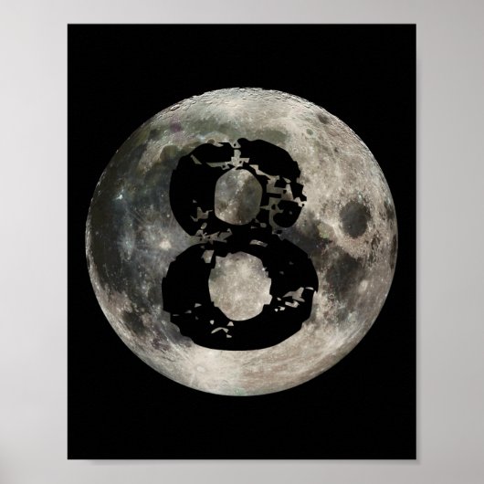 8 Ball Pool Billard Player Vollmond Poster (Vorne)