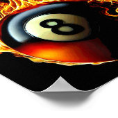 8 Ball Pool Billiard Player Flame Poster (Ecke)