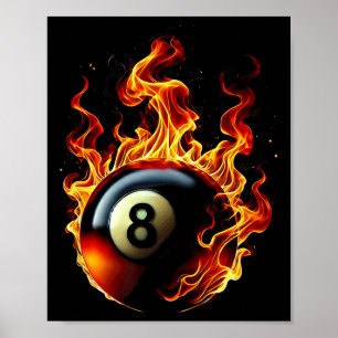 8 Ball Pool Billiard Player Flame Poster