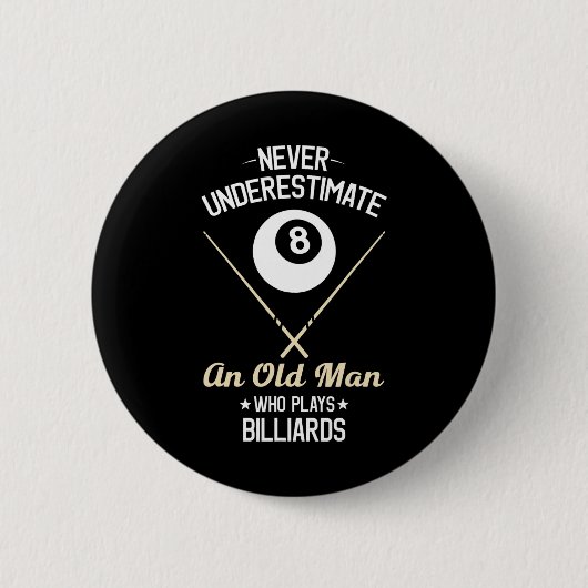 8 Ball Pool Funny Billiard Player Lover Vater Gesc Button (Vorderseite)