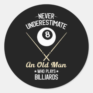 8 Ball Pool Funny Billiard Player Lover Vater Gesc Runder Aufkleber