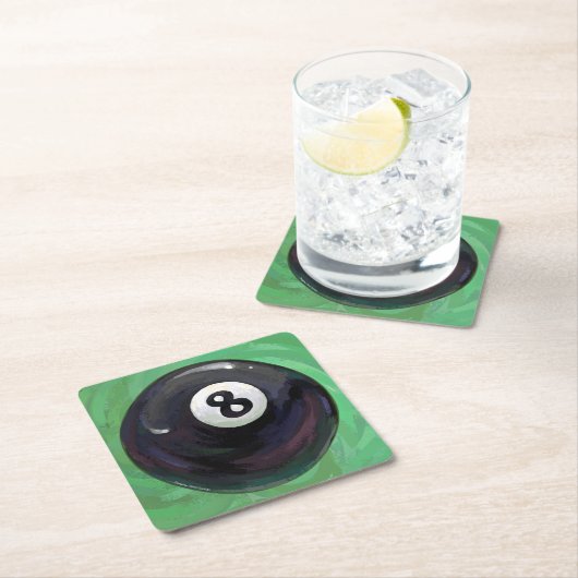 8 Ball Rechteckiger Pappuntersetzer (Vor Ort)