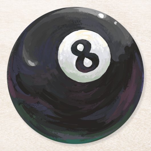 8 Ball Runder Pappuntersetzer (Vorderseite)