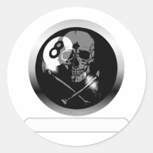 8 Ball Skull und Crossbones Runder Aufkleber