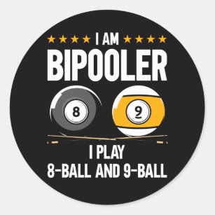 8 Ball und 9 Ball Spaß Funny Billiard Runder Aufkleber