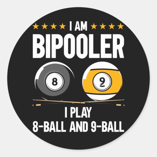 8 Ball und 9 Ball Spaß Funny Billiard Runder Aufkleber (Vorderseite)