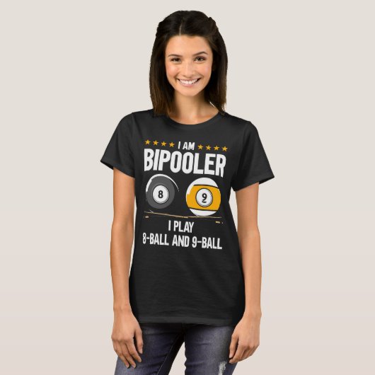 8 Ball und 9 Ball Spaß Funny Billiard T-Shirt (Vorne ganz)