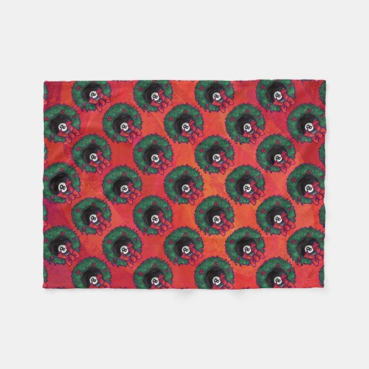 8 Ball Weihnachtskranz Fleecedecke (Vorderseite (Horizontal))