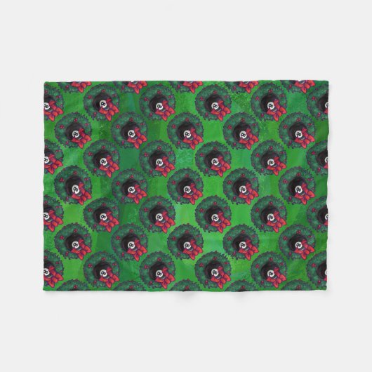 8 Ball Weihnachtskranz Fleecedecke (Vorderseite (Horizontal))