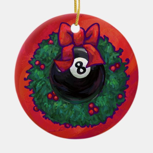 8 Ball Weihnachtsrad Red Keramikornament (Vorne)