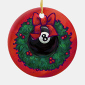 8 Ball Weihnachtsrad Red Keramikornament (Hinten)