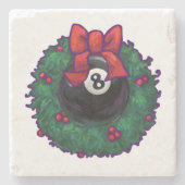 8 Ball Weihnachtsrad Red Steinuntersetzer (Vorderseite)