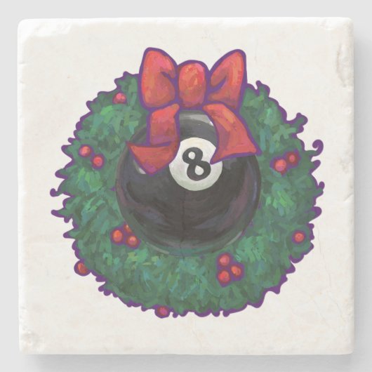 8 Ball Weihnachtsrad Red Steinuntersetzer (Vorderseite)