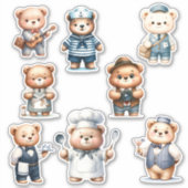 8 Bear Beruf Sticker| Scrapbooking Aufkleber (Vorderseite)