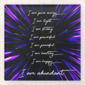 8 Bejahungen für Überfluss und Erfolg Glasuntersetzer (Vorderseite)