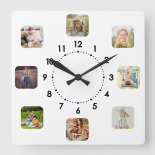 8 benutzerdefinierte Fotosammlungszeit für die Fam Quadratische Wanduhr