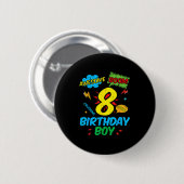 8 Birthday Boy Comic Cool 8th Bday Superhero Party Button (Vorne & Hinten)
