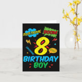 8 Birthday Boy Comic Cool 8th Bday Superhero Party Karte (Gelbe Blume)