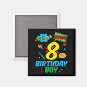 8 Birthday Boy Comic Cool 8th Bday Superhero Party Magnet (Vorderseite/Rückseite)