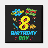 8 Birthday Boy Comic Cool 8th Bday Superhero Party Magnet (Vorne)