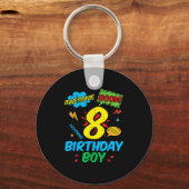 8 Birthday Boy Comic Cool 8th Bday Superhero Party Schlüsselanhänger (Vorderseite)