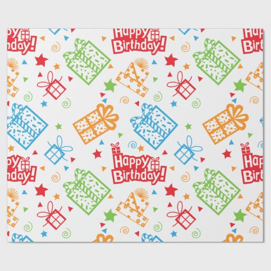 8- Birthday Packpapier Muster (Flach)
