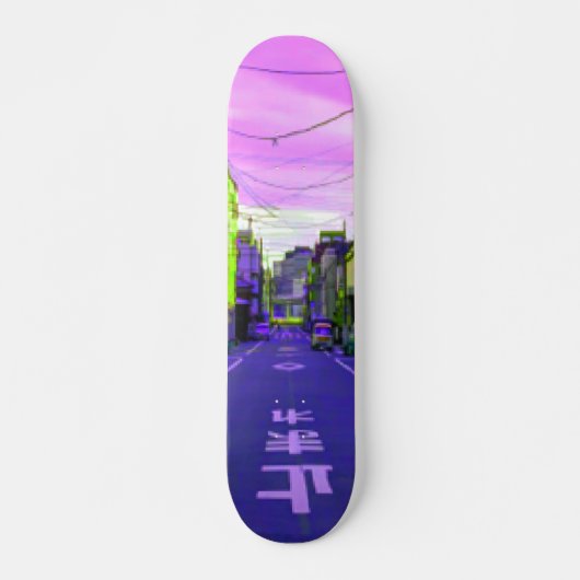 8 Bit 16 Bit Retro Art Pixel in Tokio Tokyo Stil Skateboard (Vorne)
