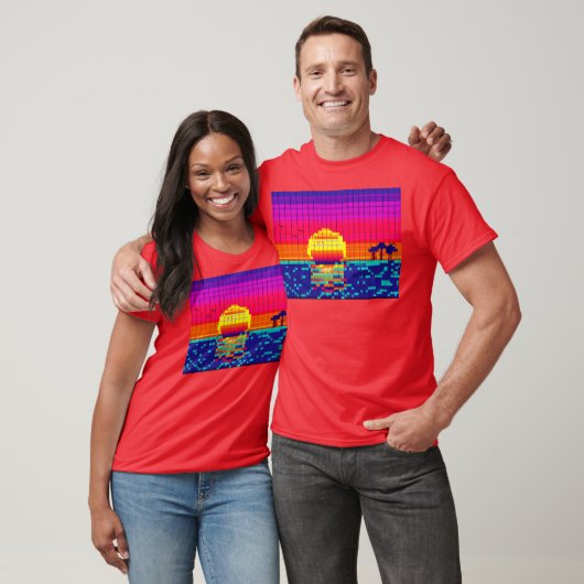 8-Bit Beach Sunset T-Shirt (Unisex)