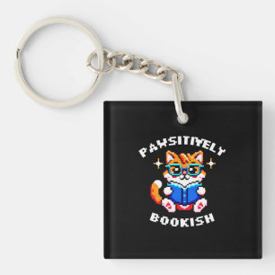 8-Bit Bookish Cat Sticker - Retro Gamer & Reading Schlüsselanhänger