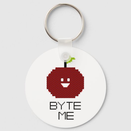 8 Bit Byte Me Niedliche Apple Pixel Art Schlüsselanhänger (Vorderseite)