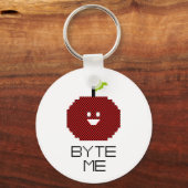 8 Bit Byte Me Niedliche Apple Pixel Art Schlüsselanhänger (Vorderseite)