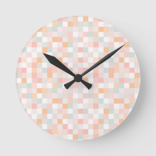 8-Bit-Computerspiel Pixel Regenbogen Block Runde Wanduhr