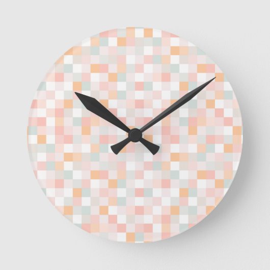8-Bit-Computerspiel Pixel Regenbogen Block Runde Wanduhr (Vorderseite)