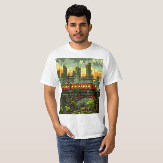 8 Bit Dystopian City T-Shirt (Vorne ganz)