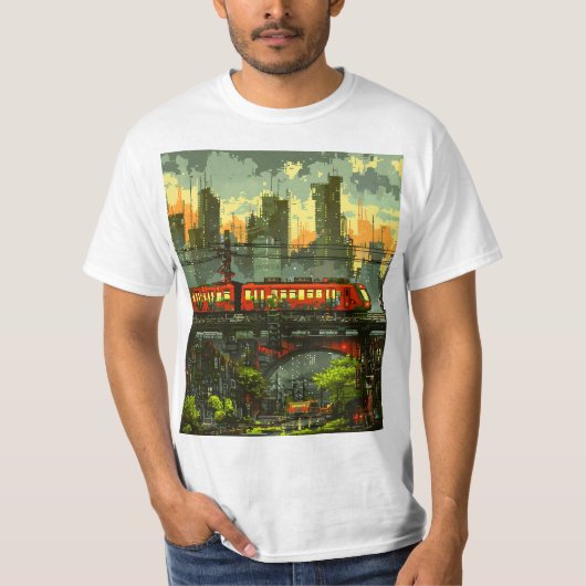 8 Bit Dystopian City T-Shirt (Vorderseite)