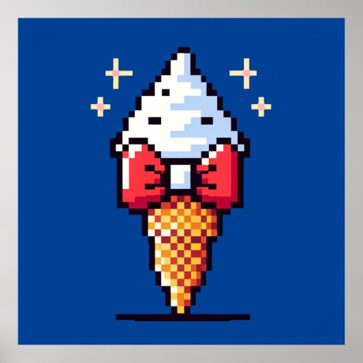 8 Bit Eiscreme Elegance: Dapper Dessert Design Poster (Vorne)