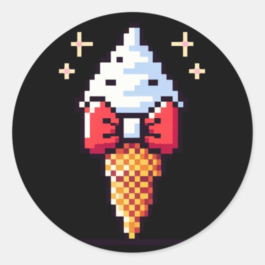 8 Bit Eiscreme Elegance: Dapper Dessert Design Runder Aufkleber (Vorderseite)